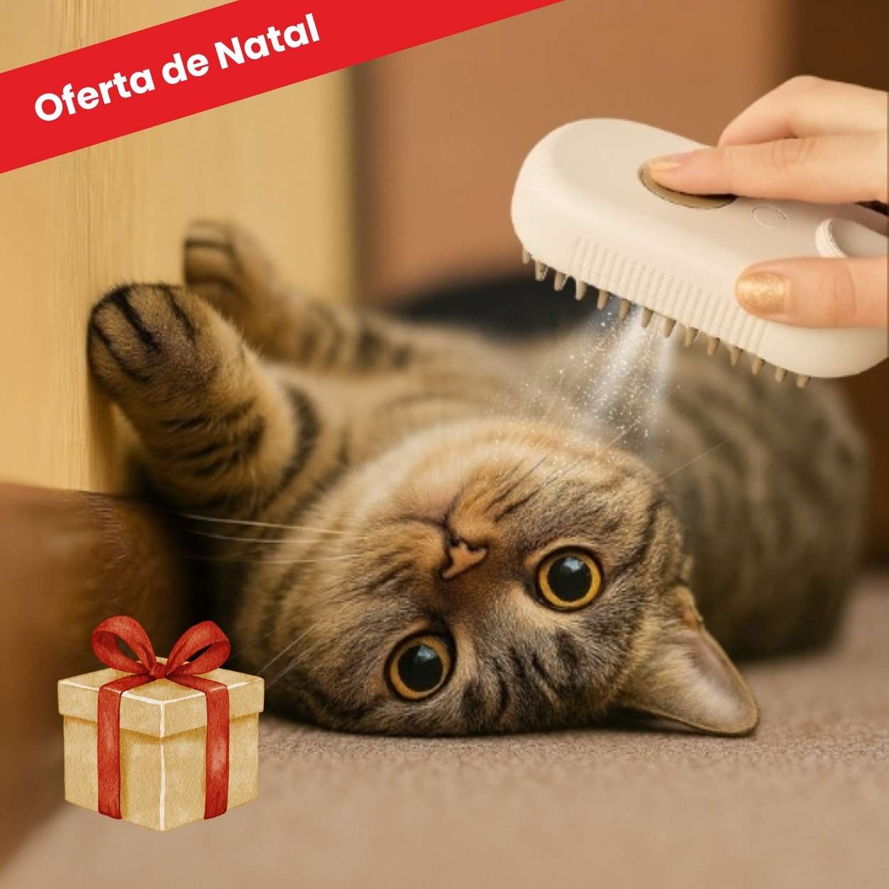 Escova a Vapor Multifuncional 4 em 1 para gatos