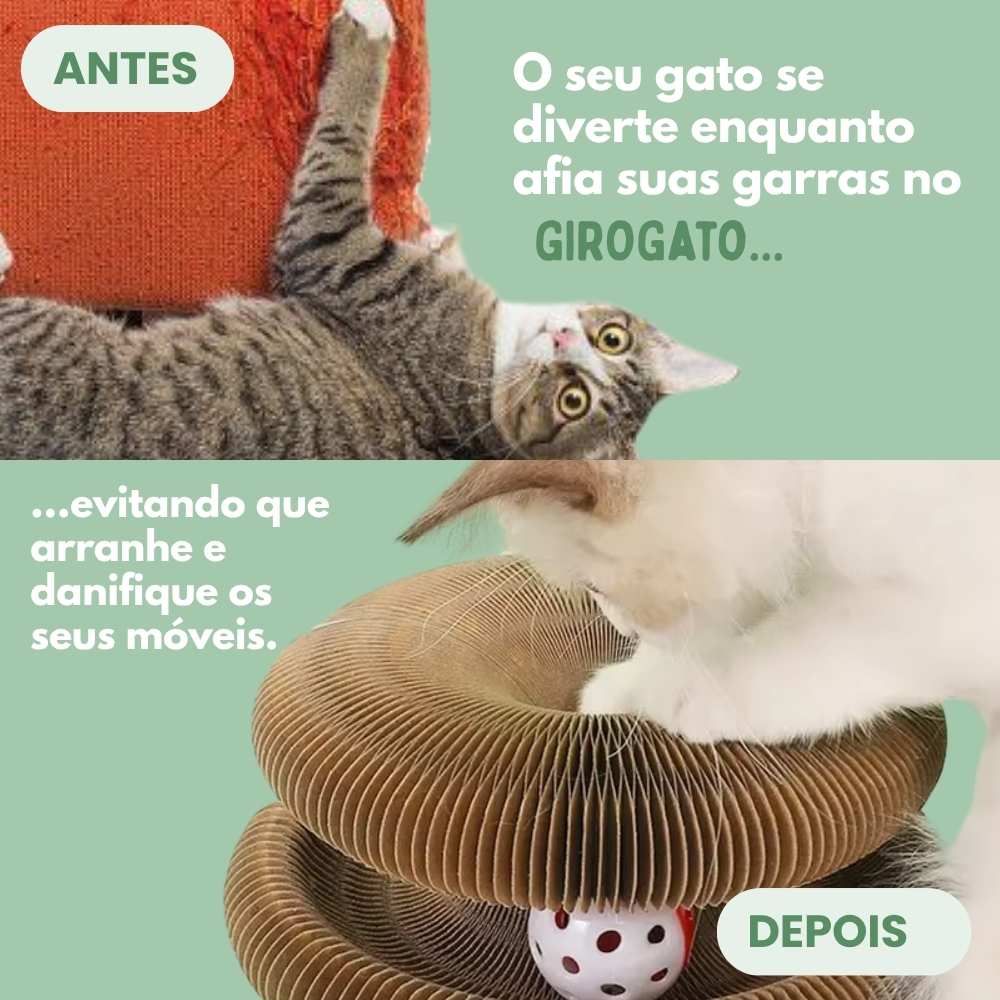 GIROGATO – Brinquedo interativo 3 em 1 para gatos: arranhar, brincar e esconder-se